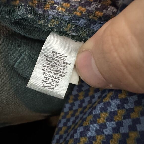 S Bonobos Pants Mens 35x32 Green Corduroy Flat Front Slim Fit Straight Leg - Picture 10 of 11